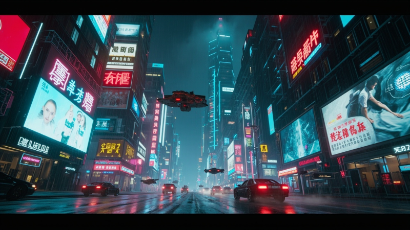 Cyberpunk City Night Scene - AI image template