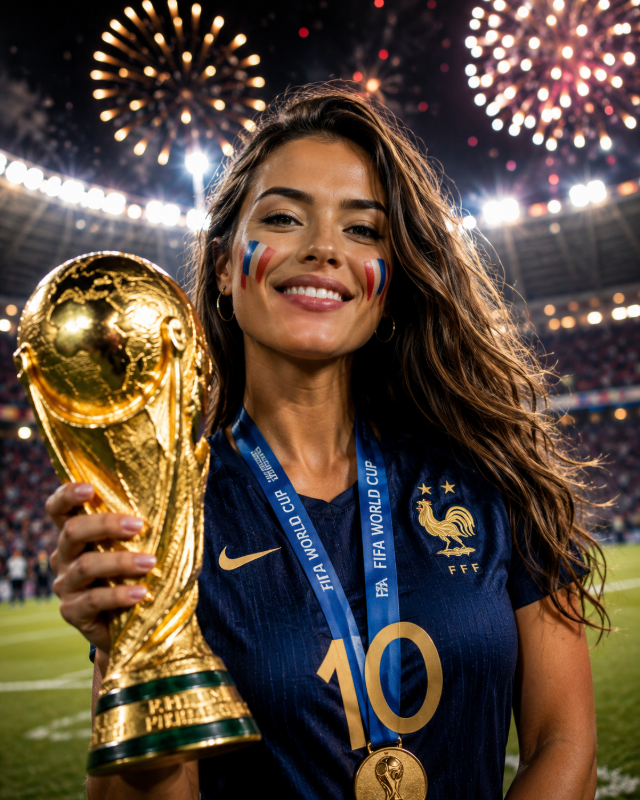 Holding a golden championship trophy - AI image template